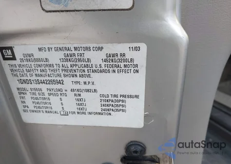 2004 Chevrolet Trailblazer Lt z USA, uszkodzony, nr VIN 1GNDS13S442265942